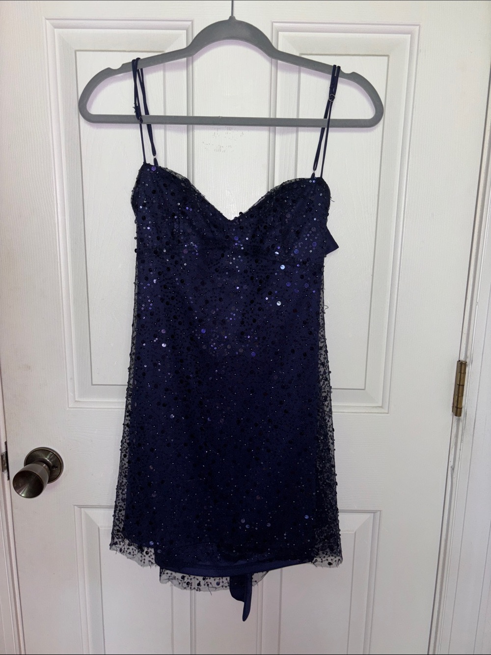 Lucy in the Sky Navy Sequin Spaghetti Strap Mini Dress